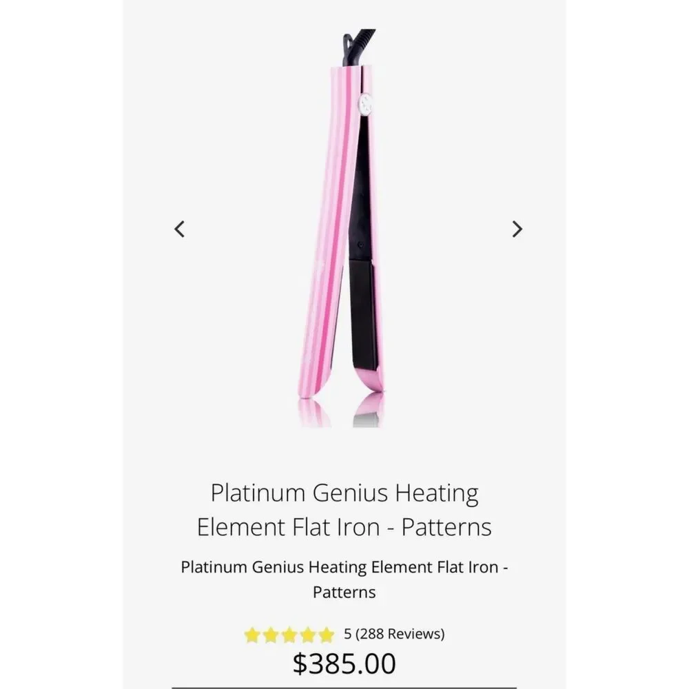 Royal Pro Pink Striped Ceramic Flat Iron Hair Straightener MSRP $385